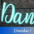 Leuchtreklame als Danke Schriftzug